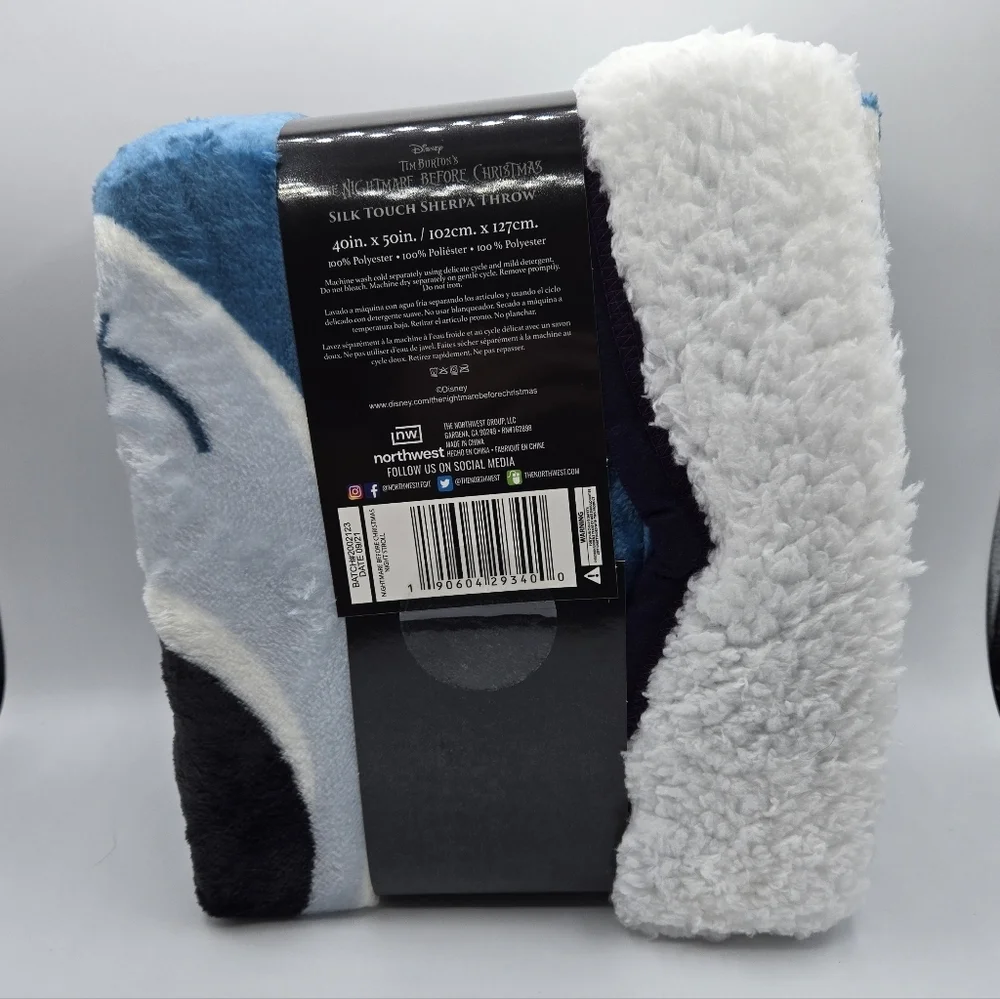 Disney Nightmare Before Christmas Silk Touch Sherpa Throw Blanket Night Stroll